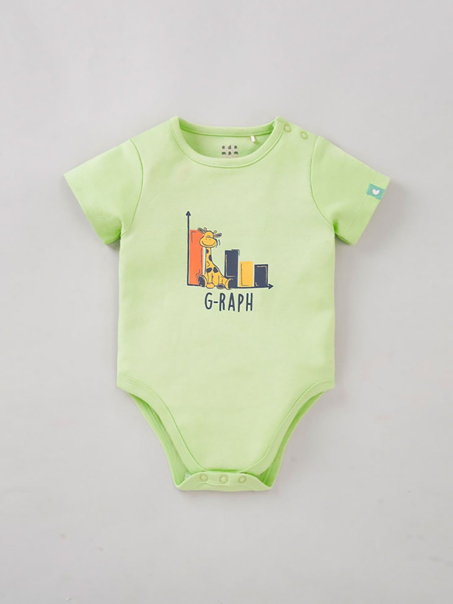 Ed-a-Mamma Baby White with Green Printed Bodysuit (Pack Of 2)