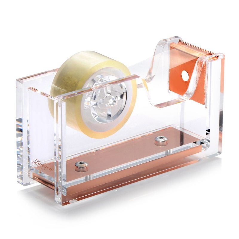 ZODACA Mini Acrylic Tape Dispenser, Clear/Rose Gold