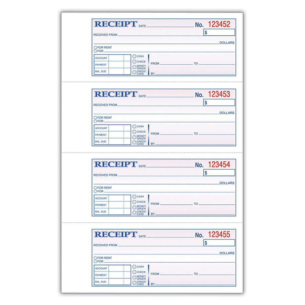 Adams Money/Rent Receipt Book Carbonless 2-Part 7-5/8"x11" WE DC1182