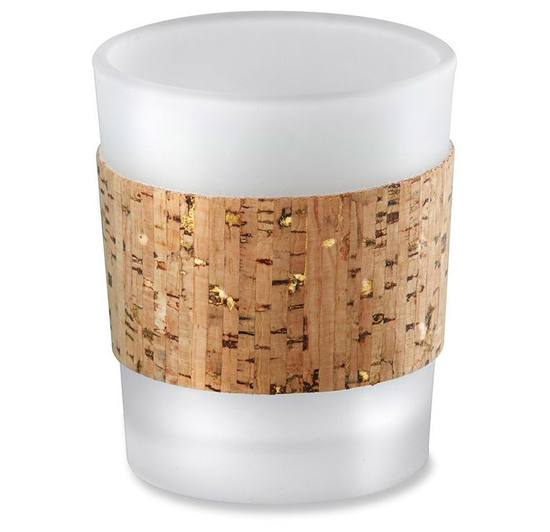12ct Tropical Chic Cork Wrapped Tea Light Holder Set Gold Glitz