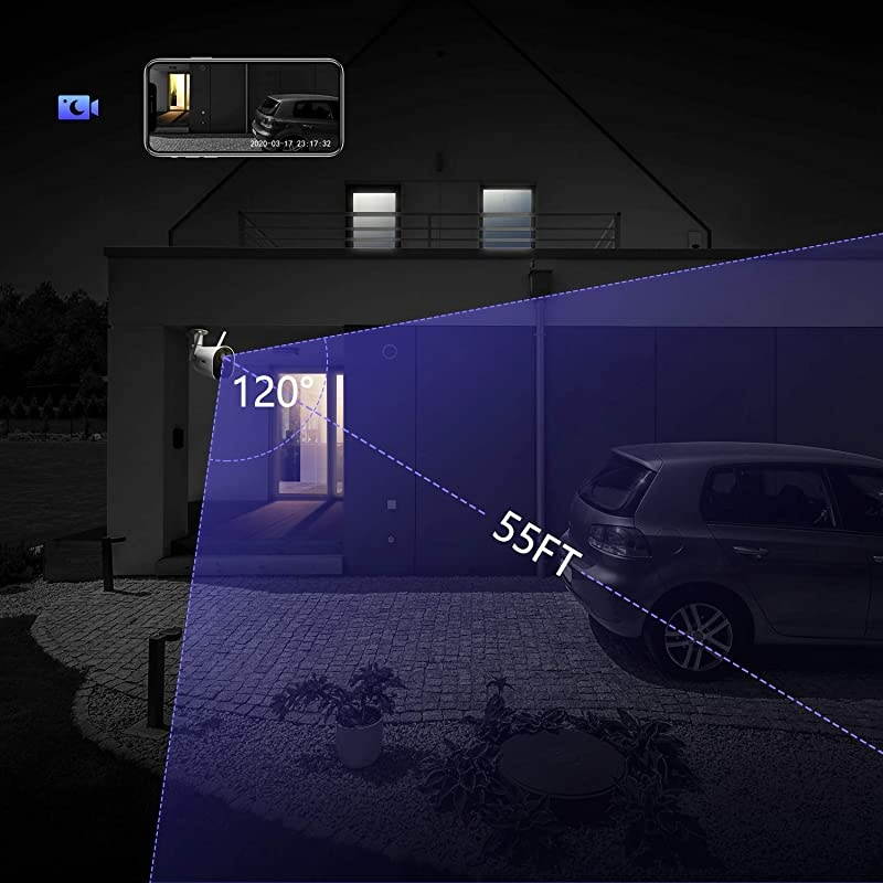 Outdoor Security Camera Wireless  Home Surveillance Bullet Camera 1080P 10400mAh Rechargeable Battery Powered Waterproof 2Way Audio Night Vision PIR Motion Detection 24G WiFi