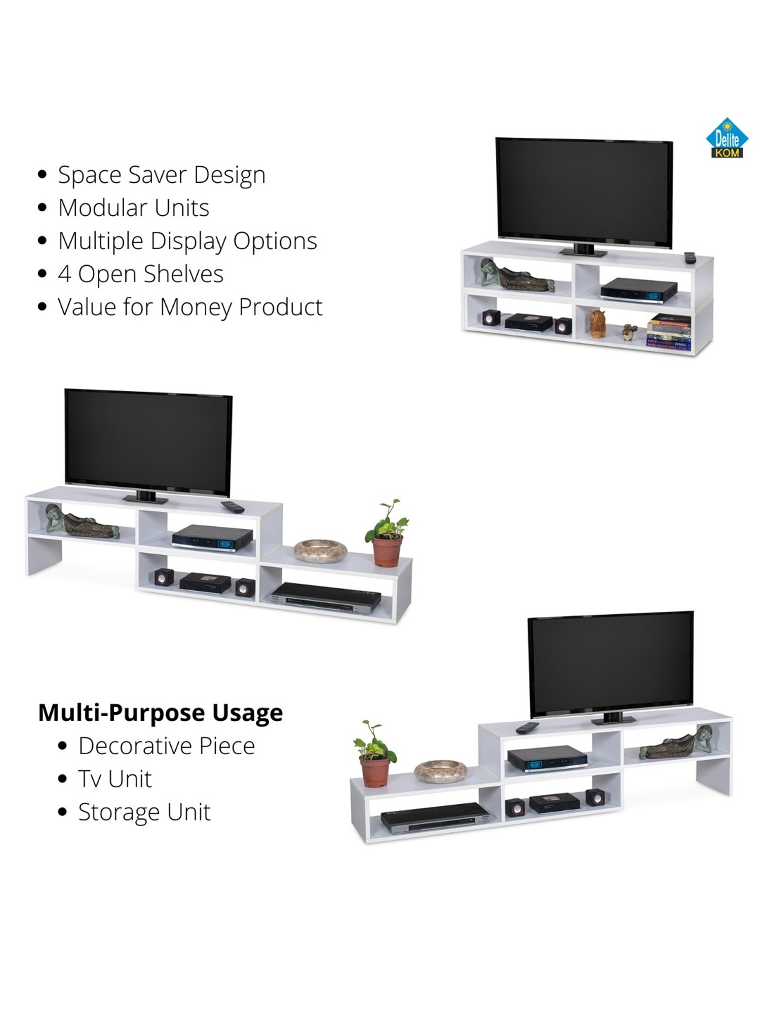 Delite Kom Olaf White Engineered Wood TV Entertainment Unit