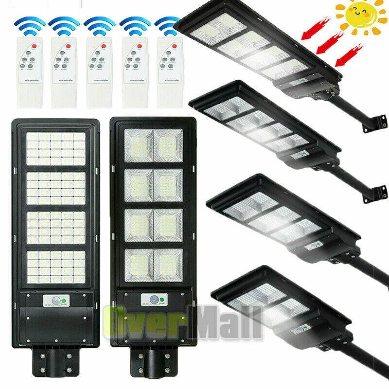 Waterproof Commercial 9900000LM LED Solar Street Light Dusk-to-Dawn+Remote+Pole
