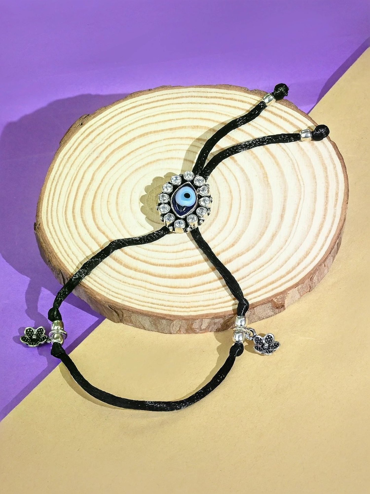 Touch925 Evil Eye Silver Thread Anklet for Women