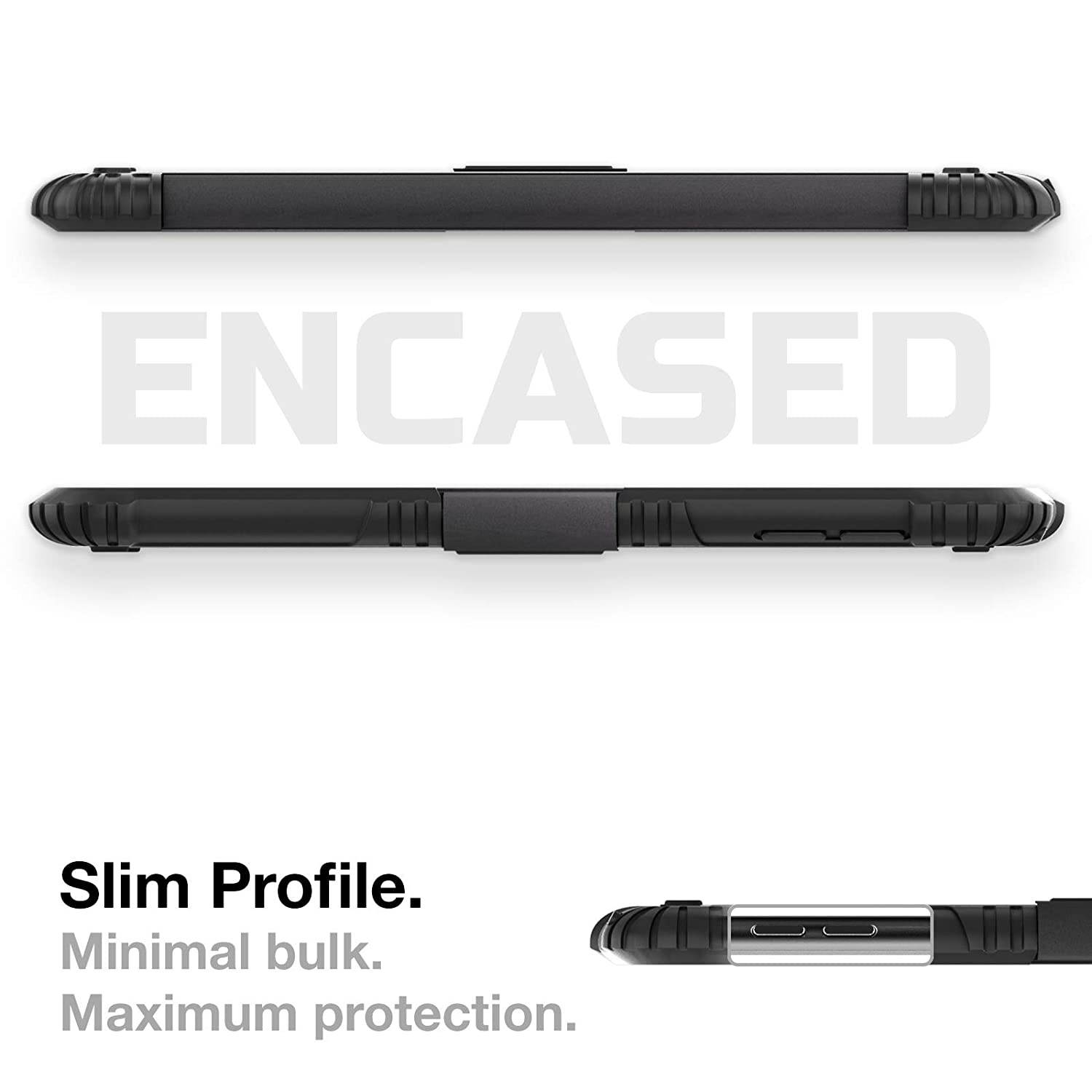 Encased iPad Mini 5 Case with Kickstand Cover (2019) Ultra Protective Clear Back Stand Case for Apple iPad Mini 7.9 inch - Black