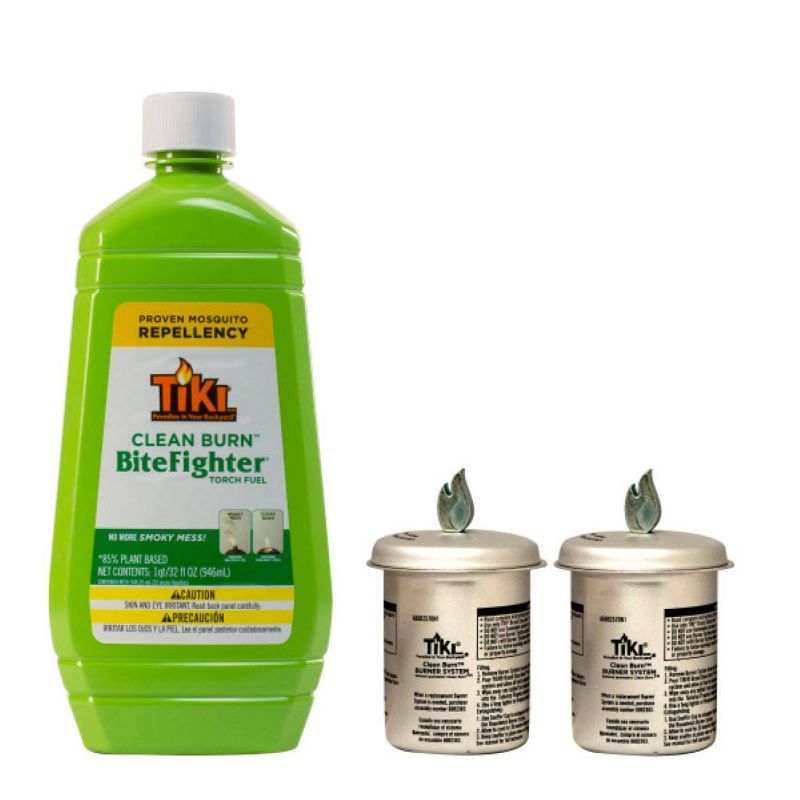 32oz Clean Burn BiteFighter Fuel & 2pk Roundwick Replacement Wicks - TIKI