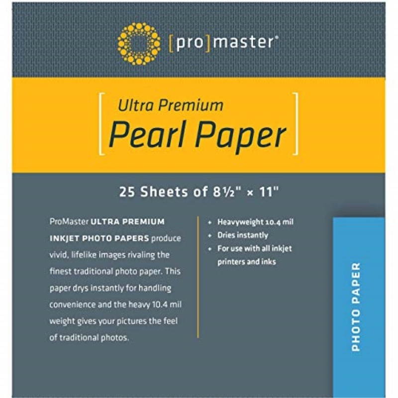 promaster pearl inkjet photo paper  8 1/2 x 11''  25 sheets