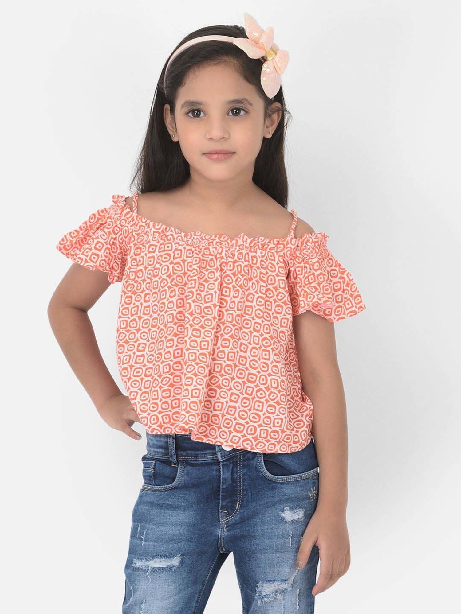 LilPicks Kids Teal Solid Crop Top