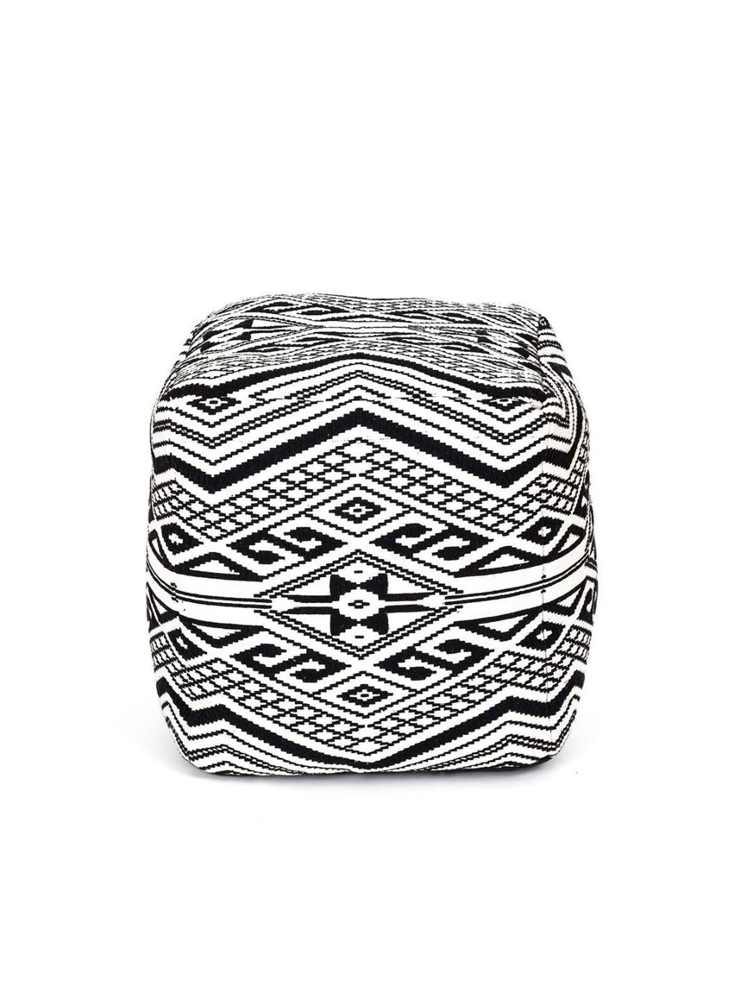 Home4U Enervee Woven Black & White Cotton Pouffe