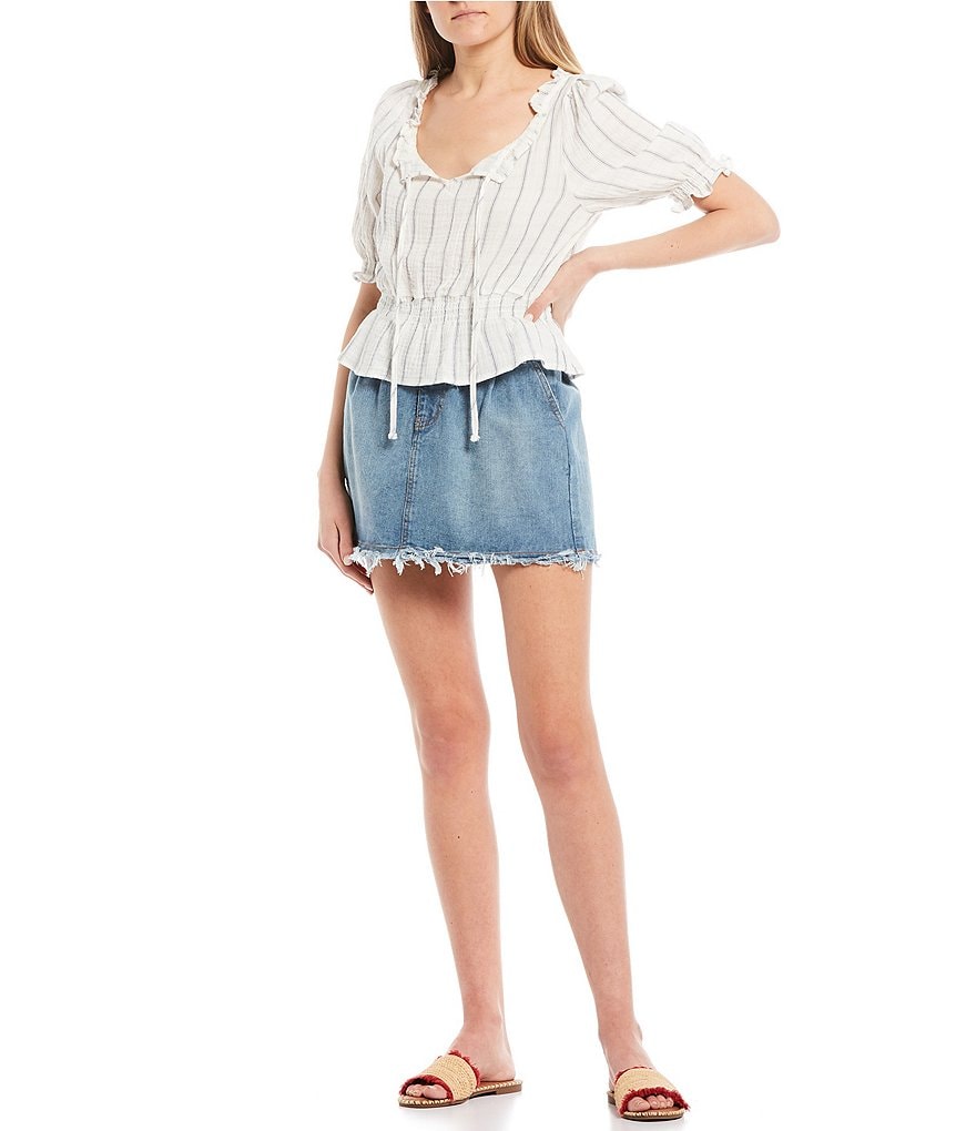 C&V Chelsea & Violet Striped Smock Waist Top