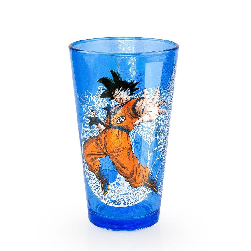 Just Funky Dragon Ball 16 Oz Pint Glass | Goku and Shenron Collectable Blue Drinking Cup