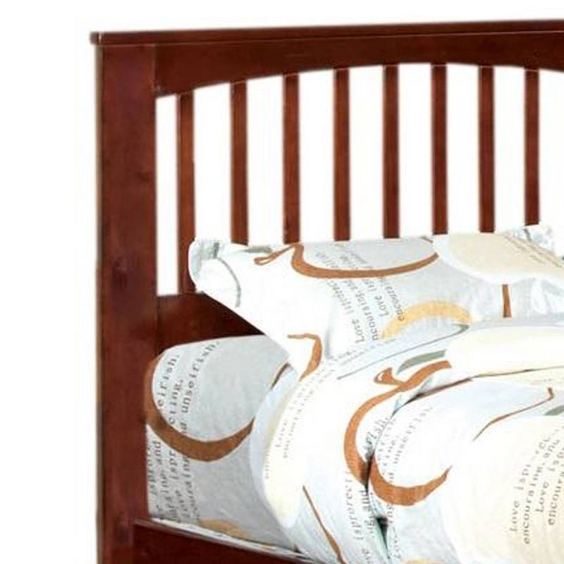 Twin Transitional Mission Bed with Style Panel Headboard Brown - Benzara