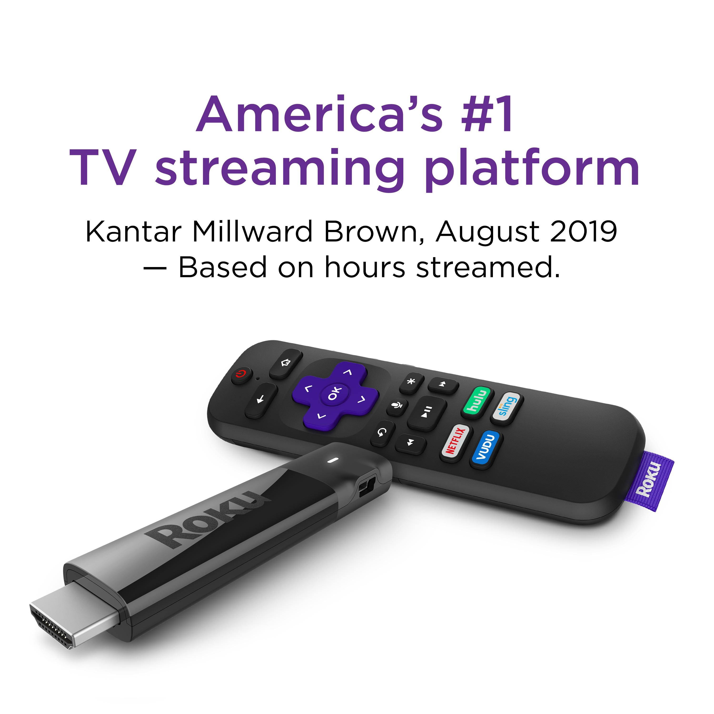 Roku Streaming Stick+ 4K HDR/HD Streaming Media Player with 4X Wireless Range, Voice Remote, TV Power and Volume, Black