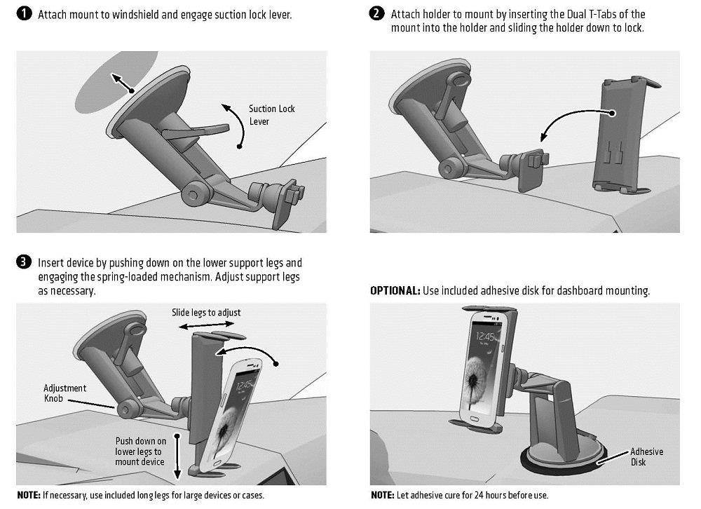 Arkon Windshield Dash Car Mount for iPad mini Galaxy Tab 4 3 Note Tab S Tab Pro 8.4 Retail Black