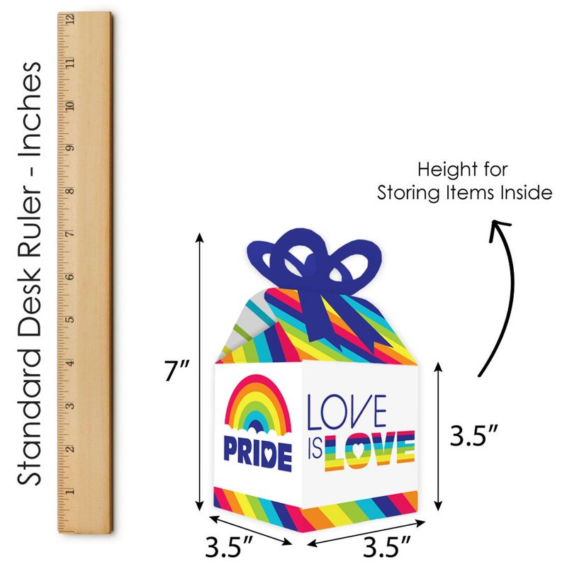 Big Dot of Happiness Love is Love - Gay Pride - Square Favor Gift Boxes - LGBTQ Rainbow Party Bow Boxes - Set of 12