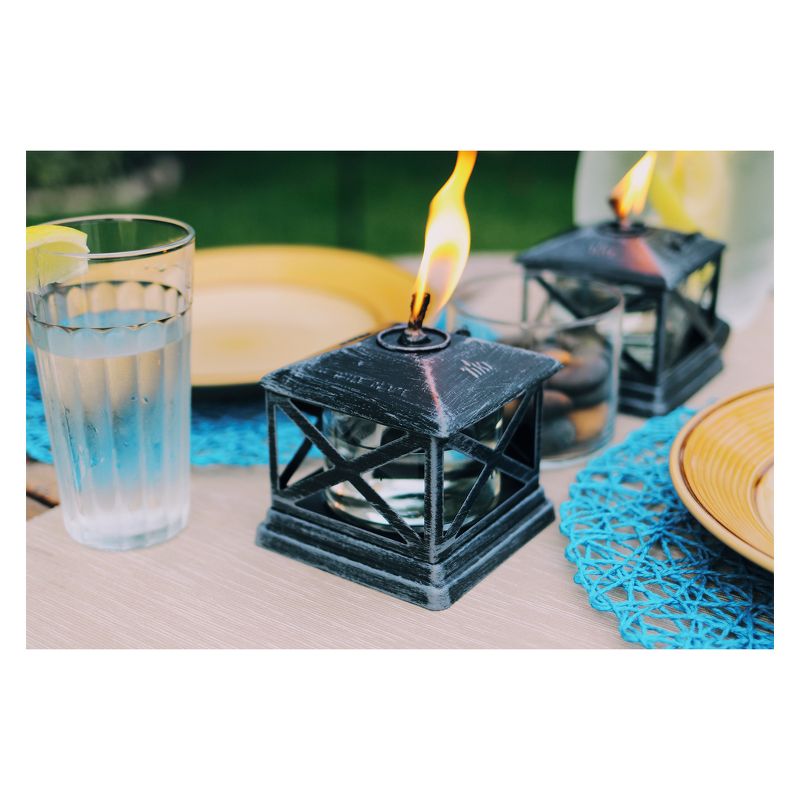 5.5" Petite Lantern Metal Table Torch Black - TIKI