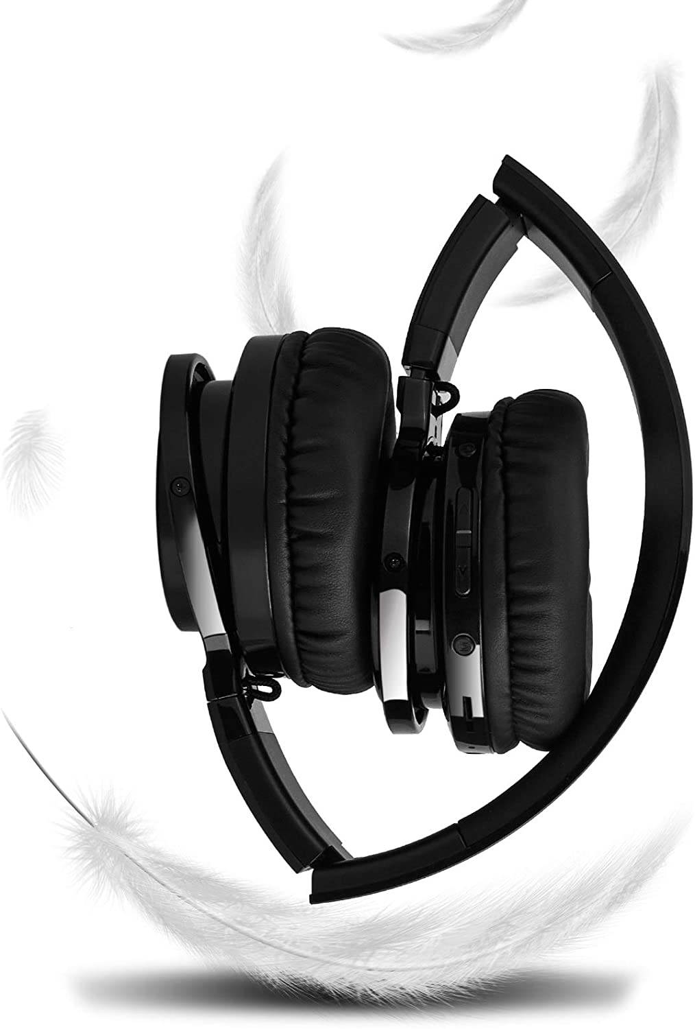 LUUSAMA Active Noise Cancelling Headphones Bluetooth Wireless Headphones Over Ear,  30 Hours Playtime for Travel/Work, White