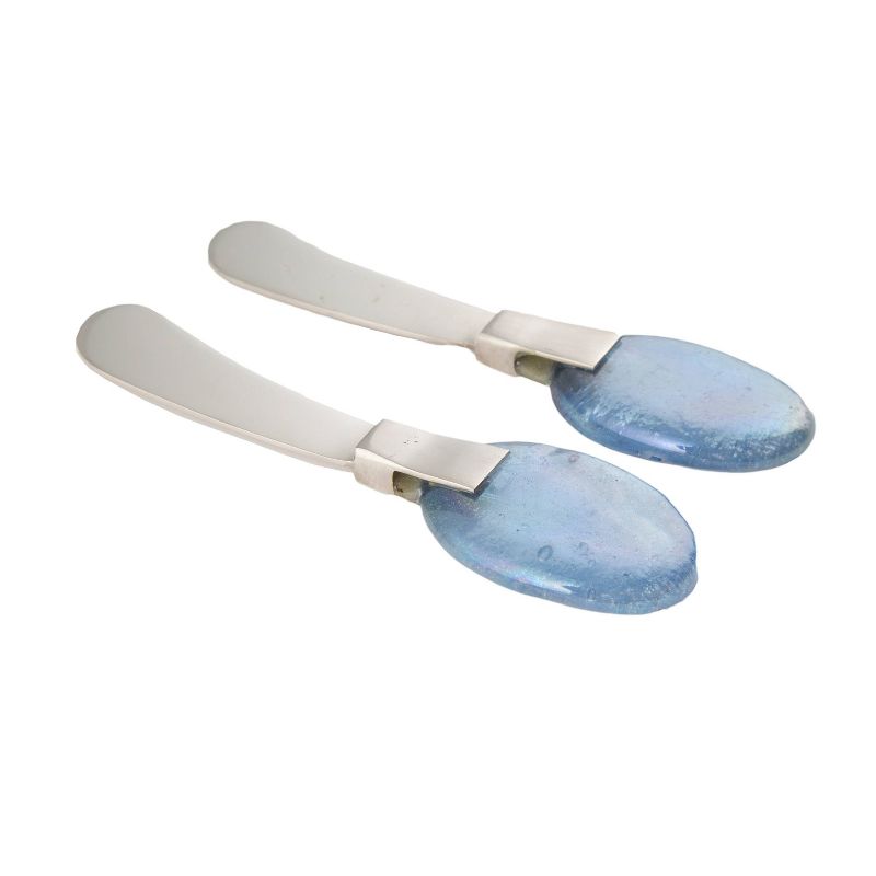 2pc Stainless Steel Matte Spreaders with Glass Handles Blue - Thirstystone