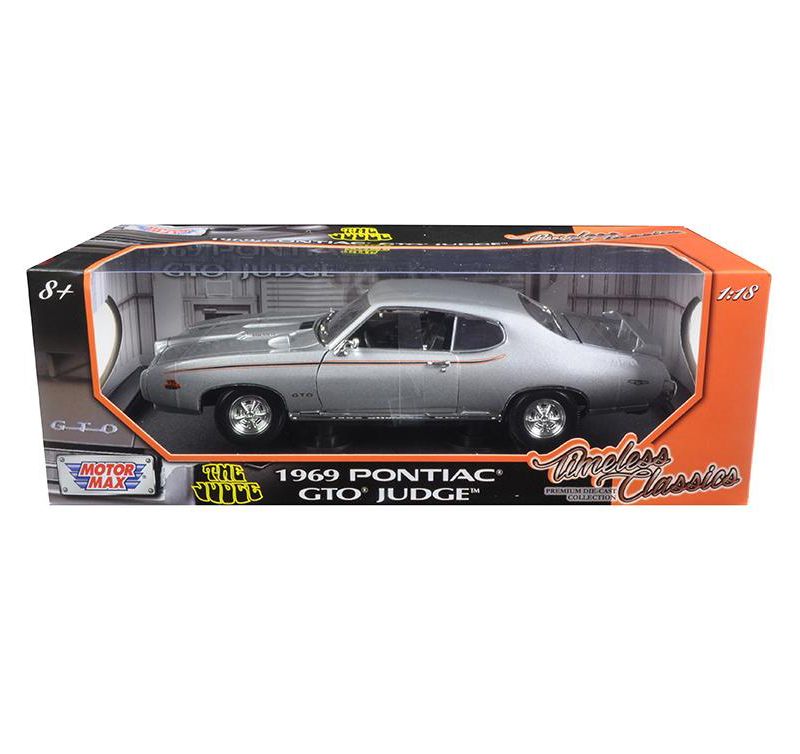1969 Pontiac GTO Judge Silver Timeless Classics 1/18 Diecast Model Car by Motormax