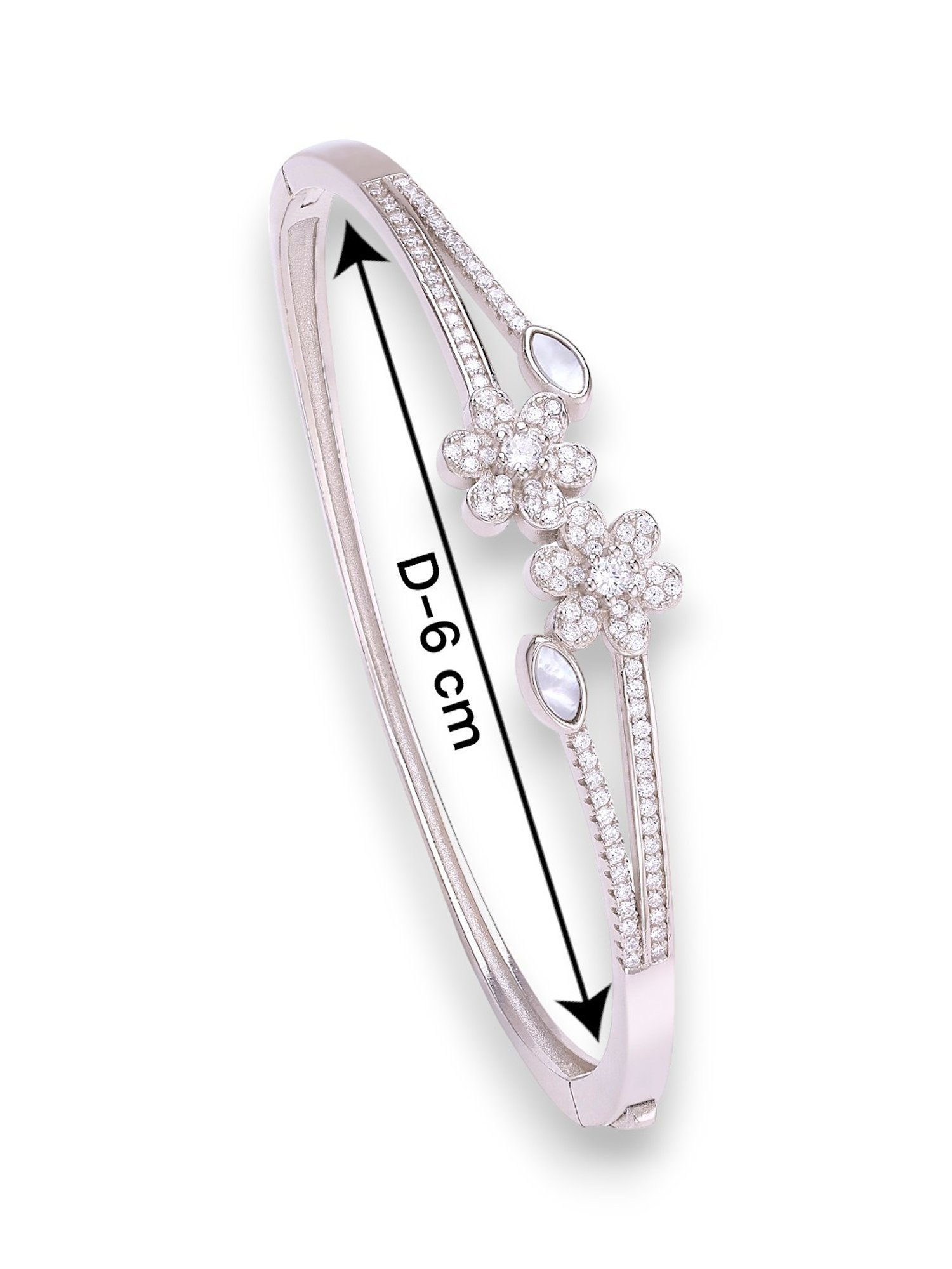 Taraash 925 Sterling Silver CZ Floral Bangle for Women & Girls