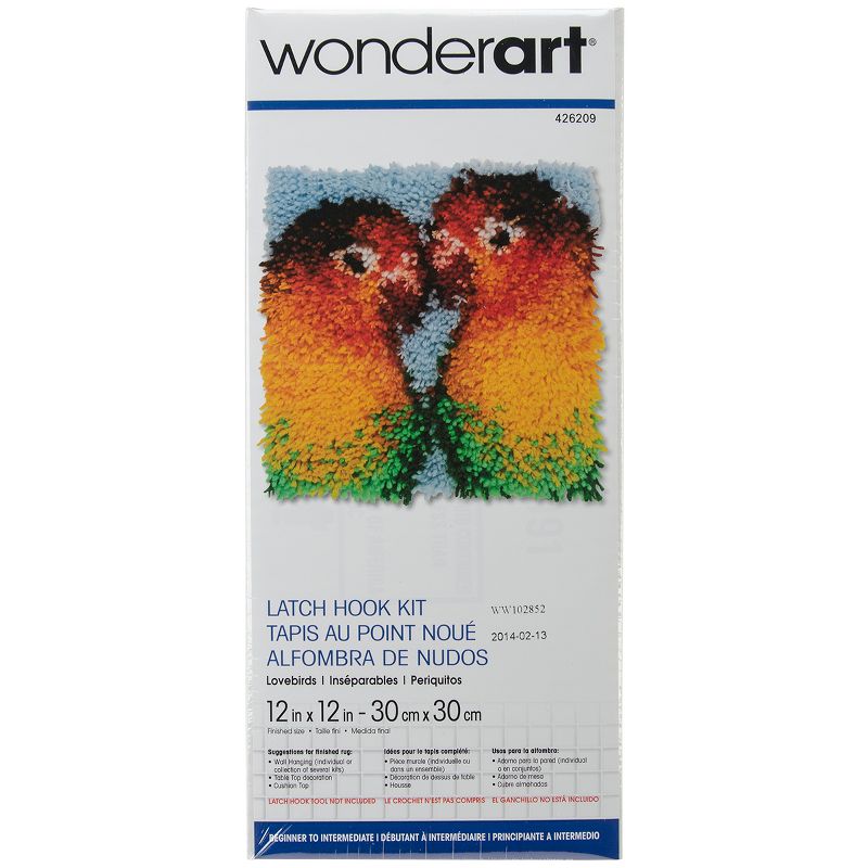 Wonderart Latch Hook Kit 12"X12"-Lovebirds