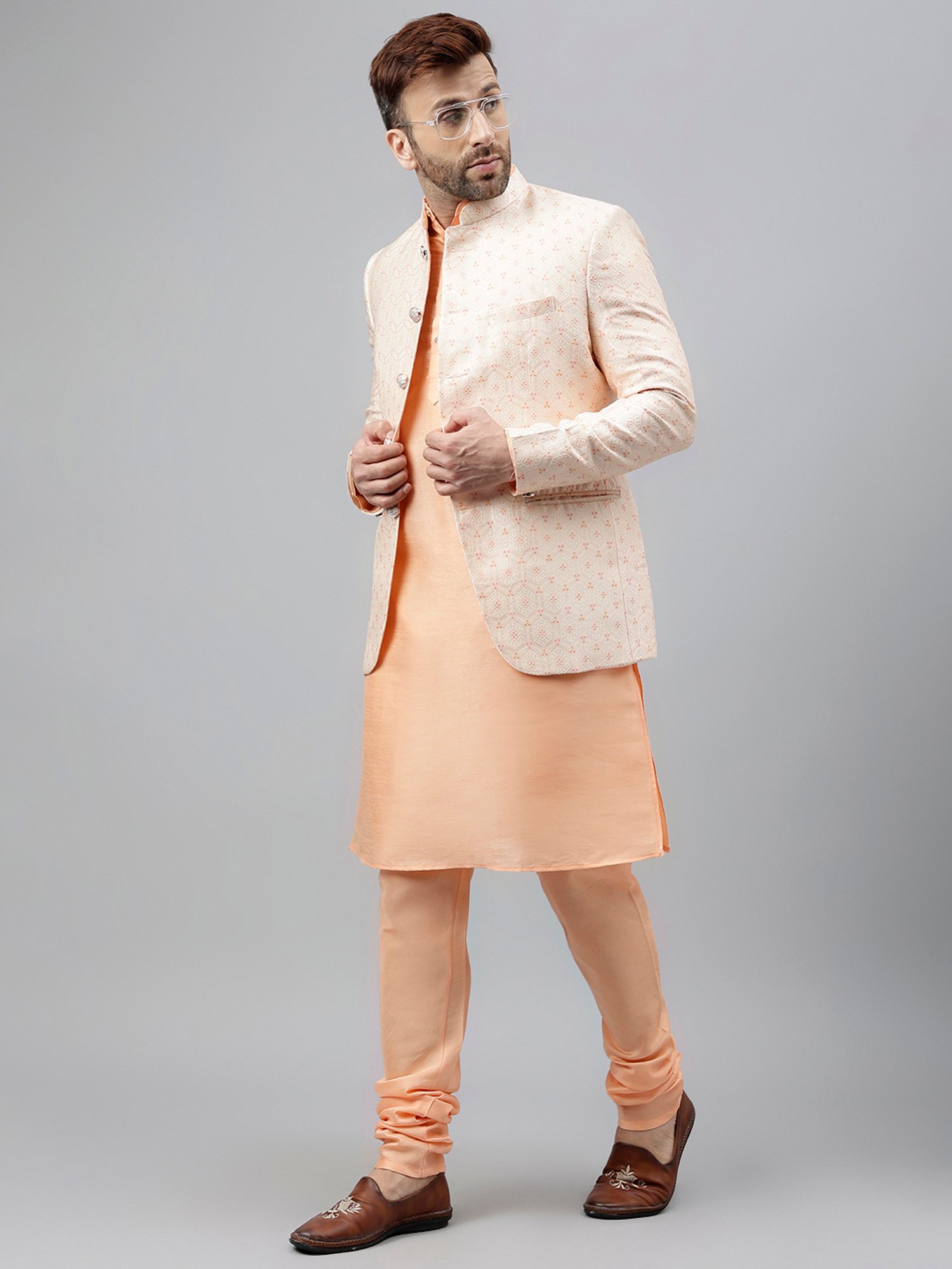 Hangup Peach Regular Fit Ethnic Blazer