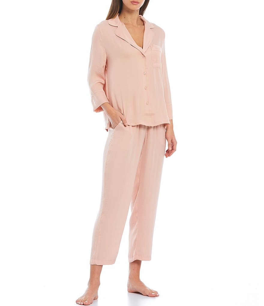 VAN WINKLE & CO. Solid Woven Coordinating Sleep Pants