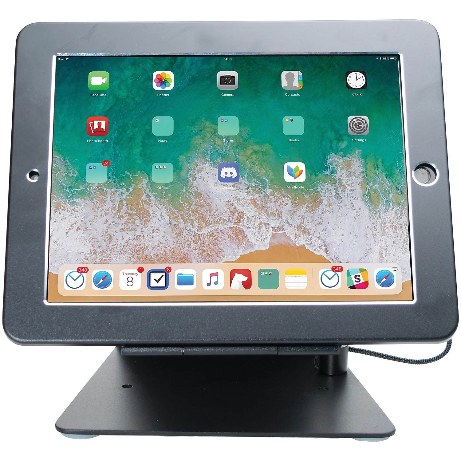 Cta Digital Desktop Anti-Theft Stand Ipad Black Case Rotates 360 Degrees