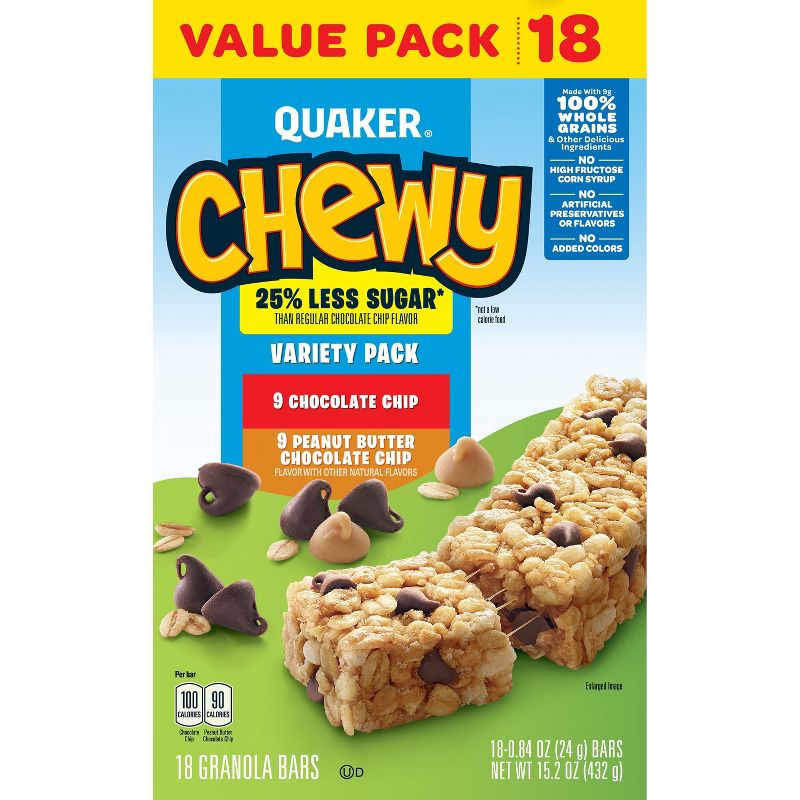 Quaker Chewy Variety Pack Granola Bars - 18ct 15.2oz