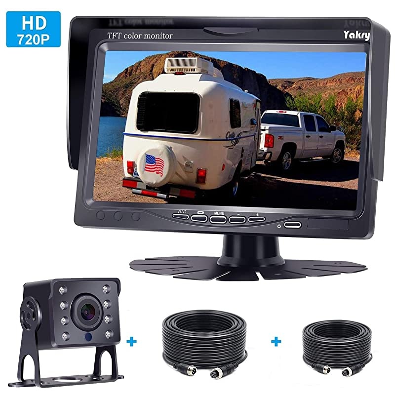 Y14 HD DIY One Wire System Backup Camera 7 Inch Monitor Kit for RVsTrucksTrailersCampers IP69K Waterproof IR Night Vision Rear View HighSpeed Observation System