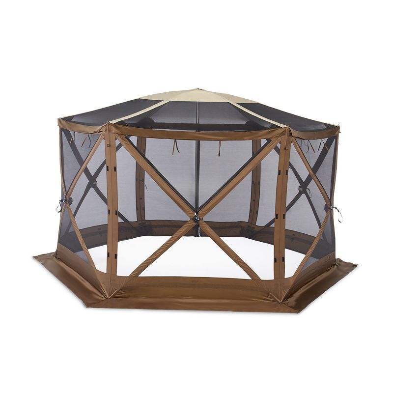 Clam Quick Set Escape Sky Screen Portable Camping Outdoor Gazebo Shelter, Brown