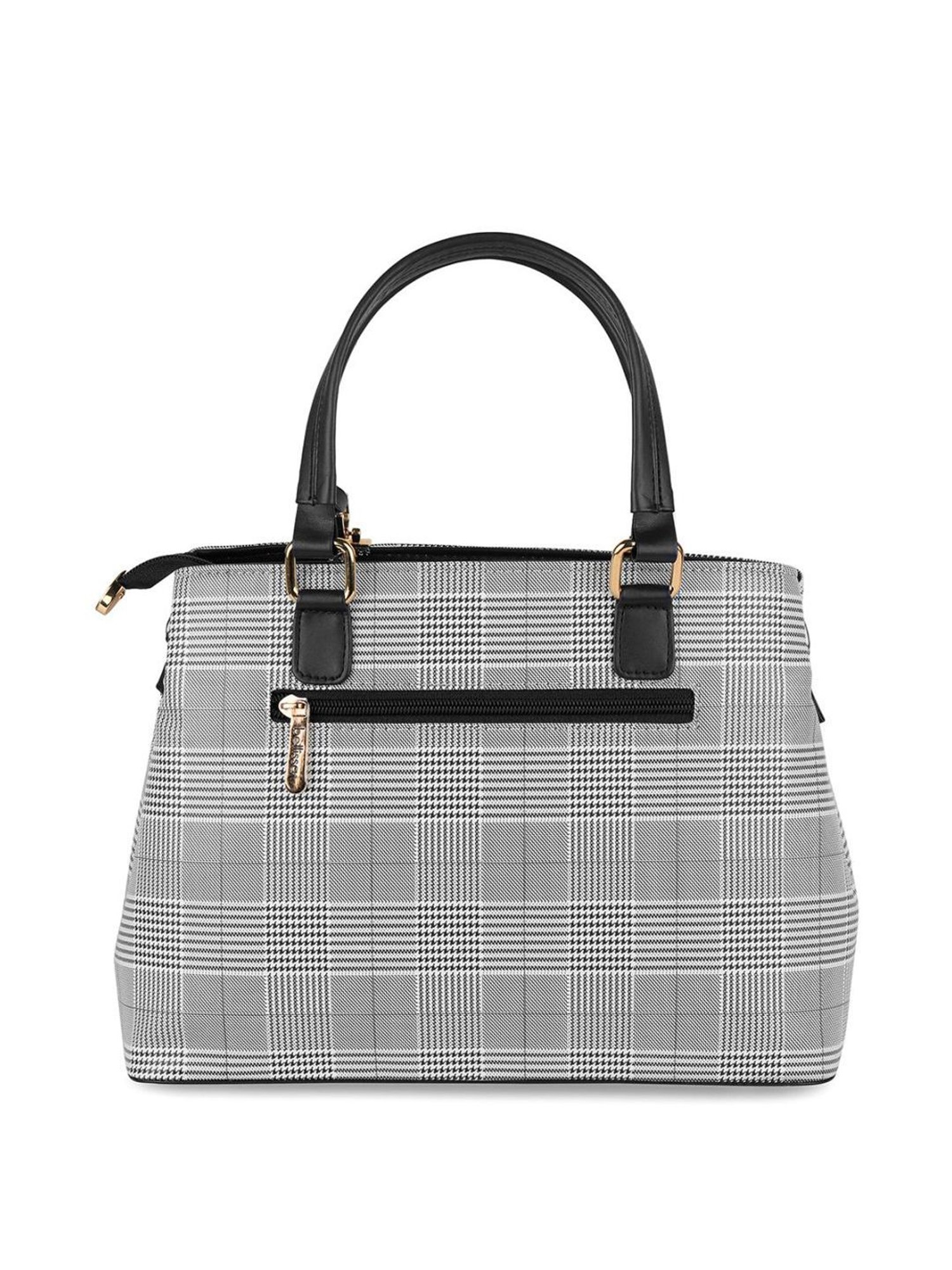 Bellissa Grey & Black Striped Medium Handbag