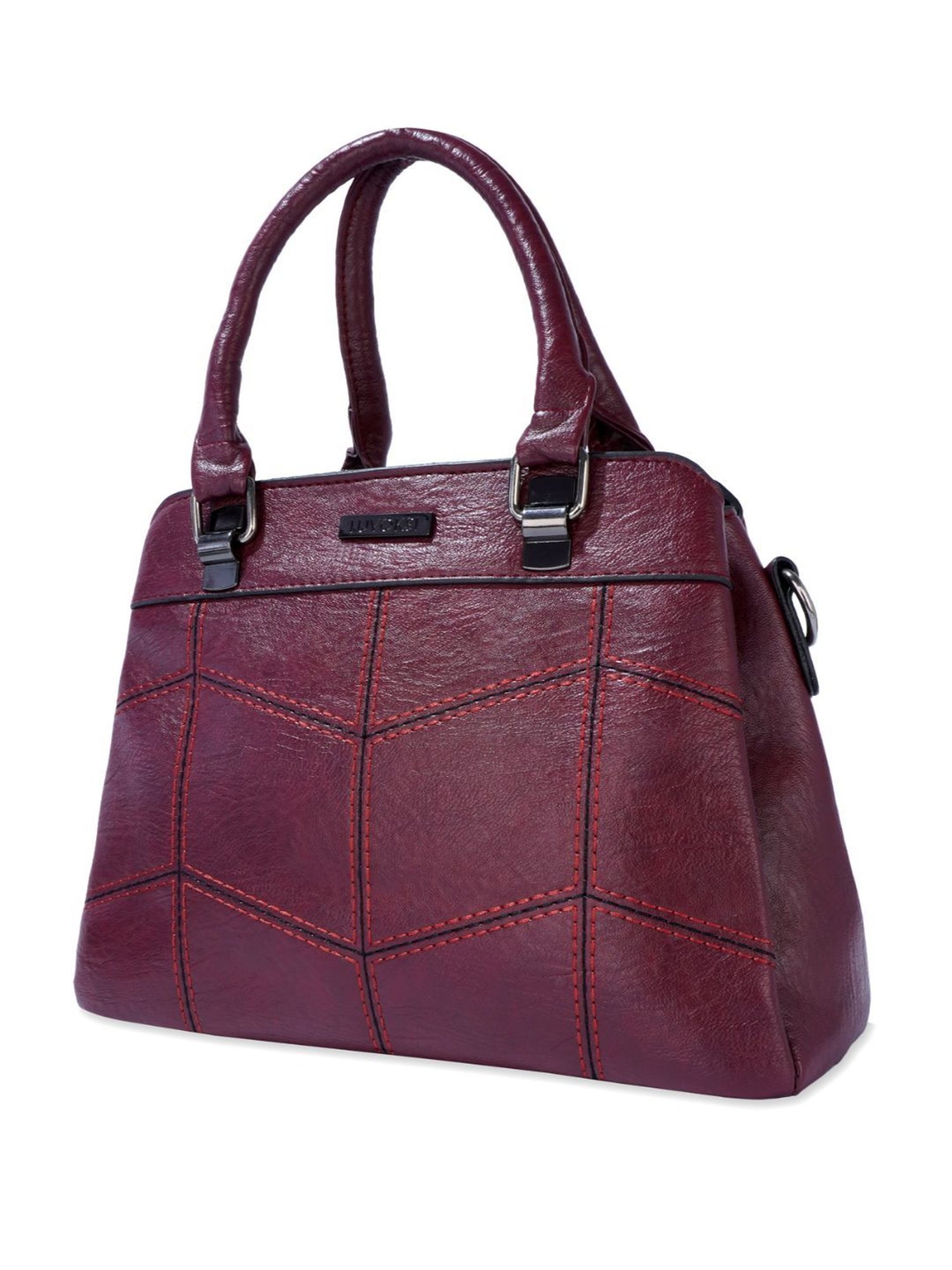 Luvoksi Maroon Textured Large Satchel Handbag
