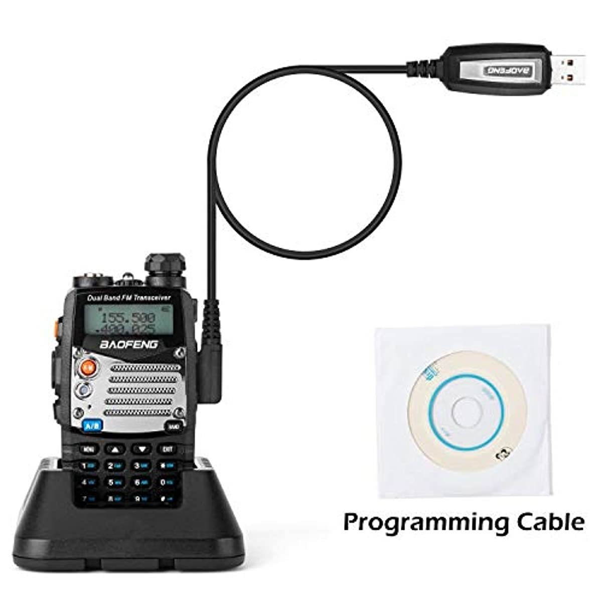 BaoFeng (UV-5R Pro) Ham Radio Handheld Walkie Talkies UHF VHF Dual Band 2-Way Radio Full Kit with an Extra 3800mAh Battery, Earpiece and Programming Cable (1 Pack)