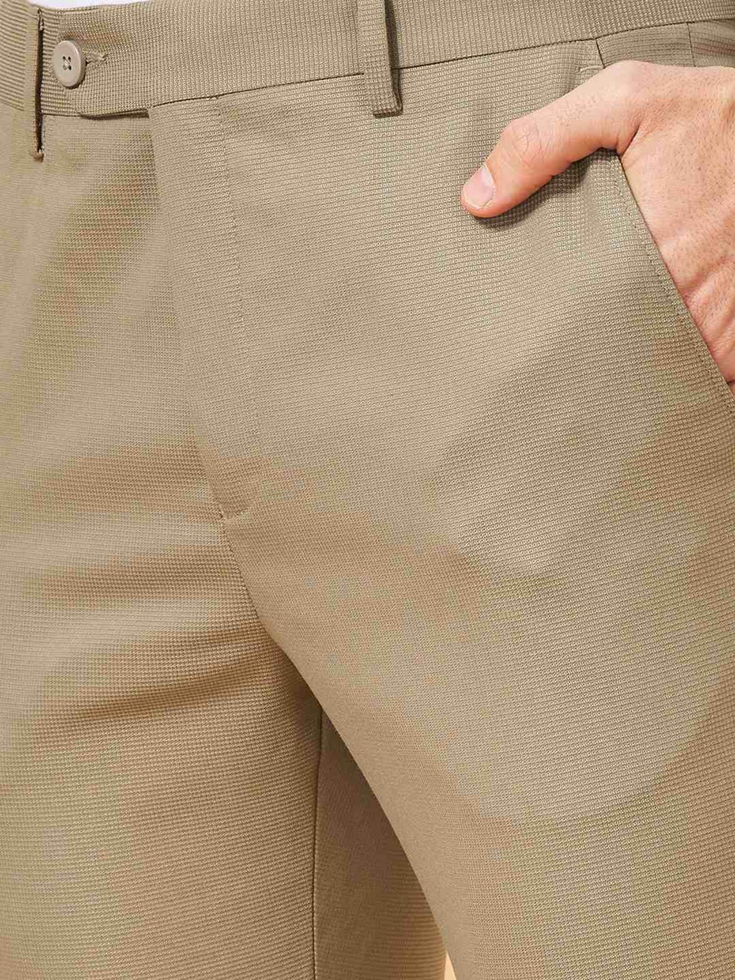 Byford by Pantaloons Abbey Stone Slim Fit Trousers