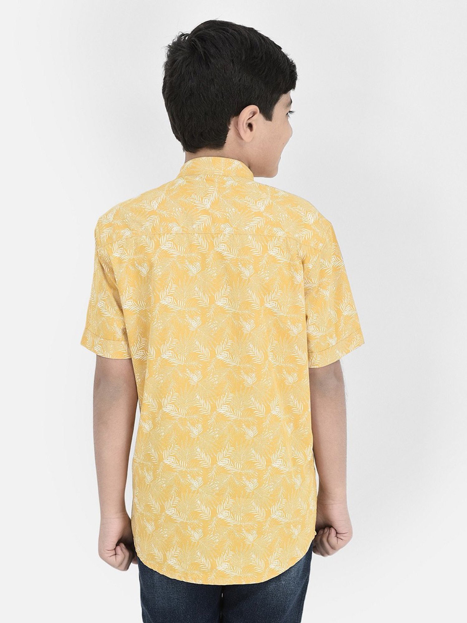 Crimsoune Club Boys Yellow Printed Shirt