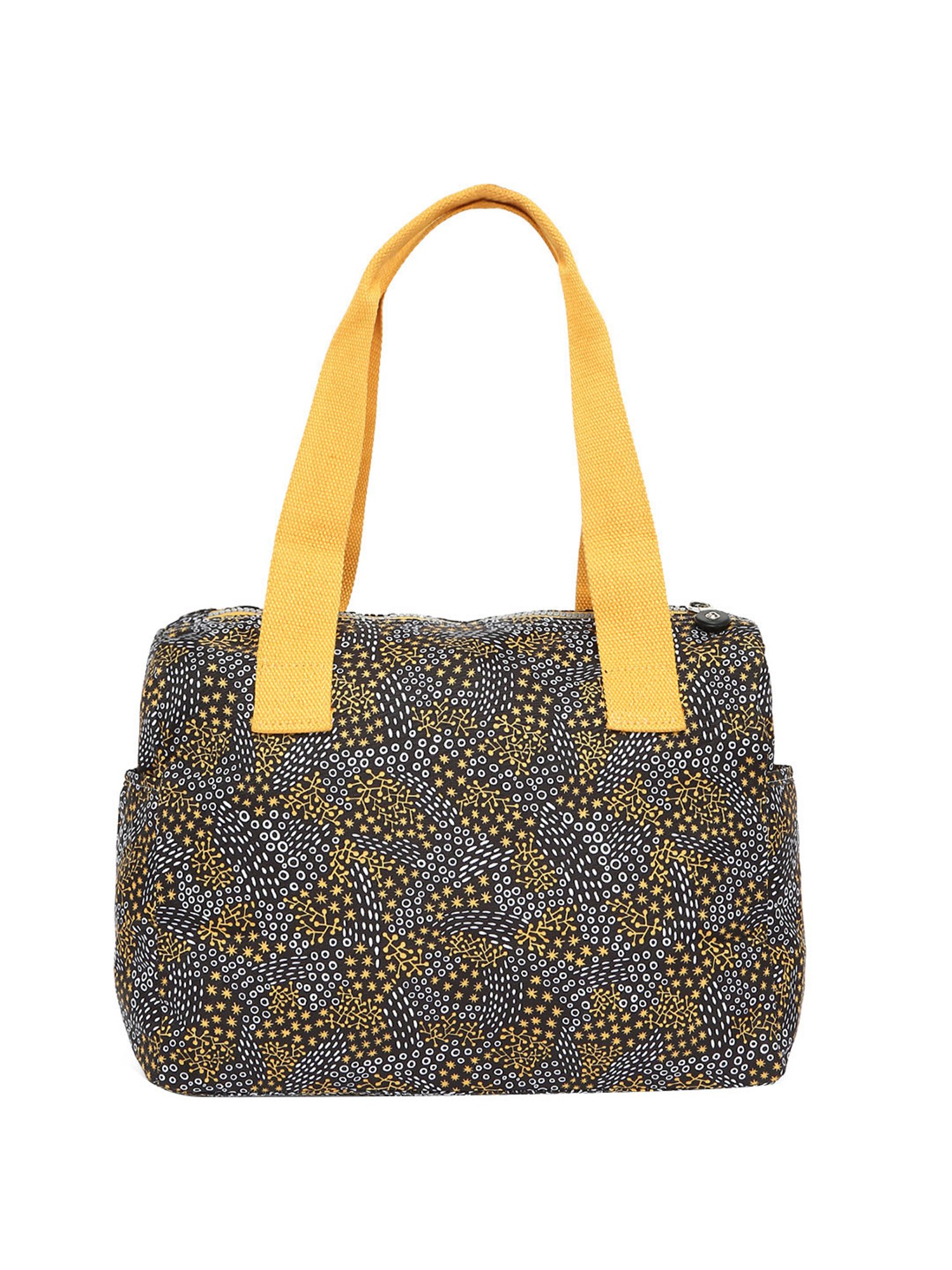 Baomi Black & Yellow Printed Medium Shoulder Bag