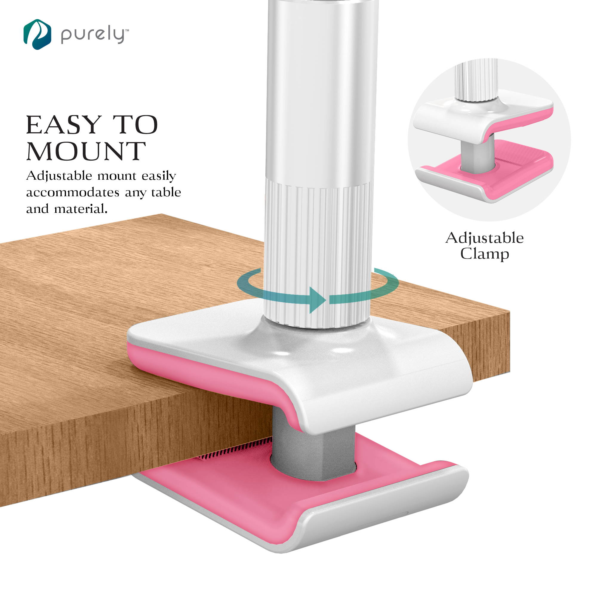 Purely Gooseneck Phone and Tablet Holder Deluxe | 39&rdquo; Flexible Arm with Clip Mount 4" to 12.9" Devices - Compatible with iPad Pro, Mini & Samsung Galaxy Tab - Desk, Bedside, Headboard Stand