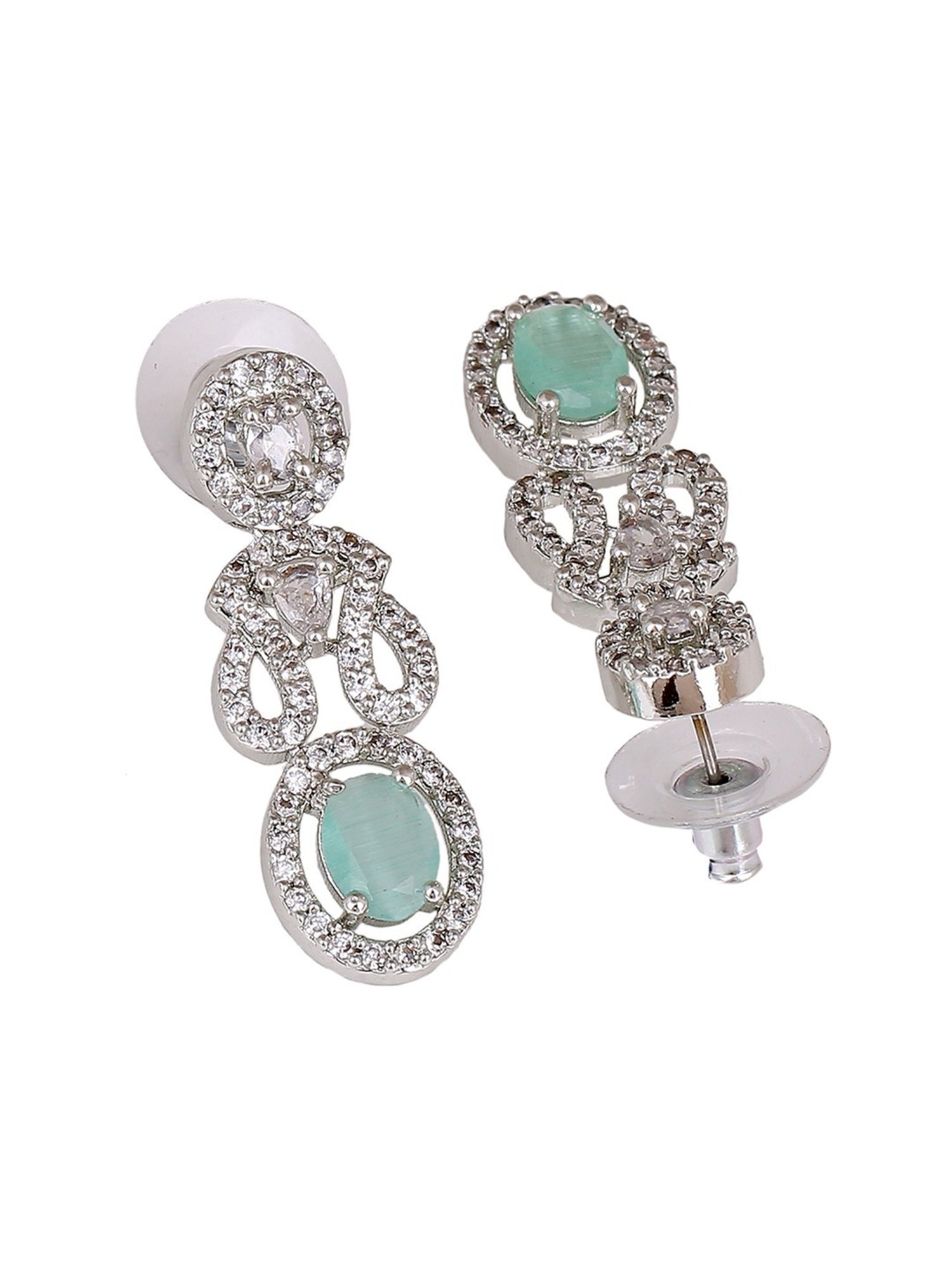 Estele Rhodium-Plated CZ Splendid Dangler Earrings