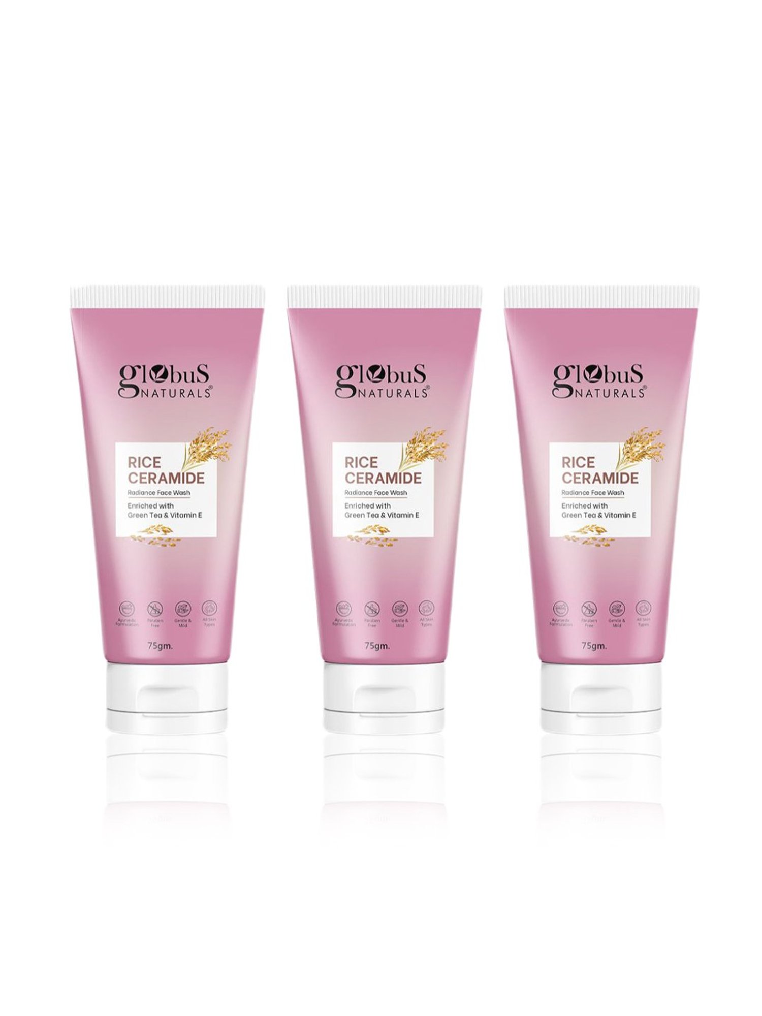 Globus Naturals Rice Ceramide Radiance Face Wash - Pack of 3