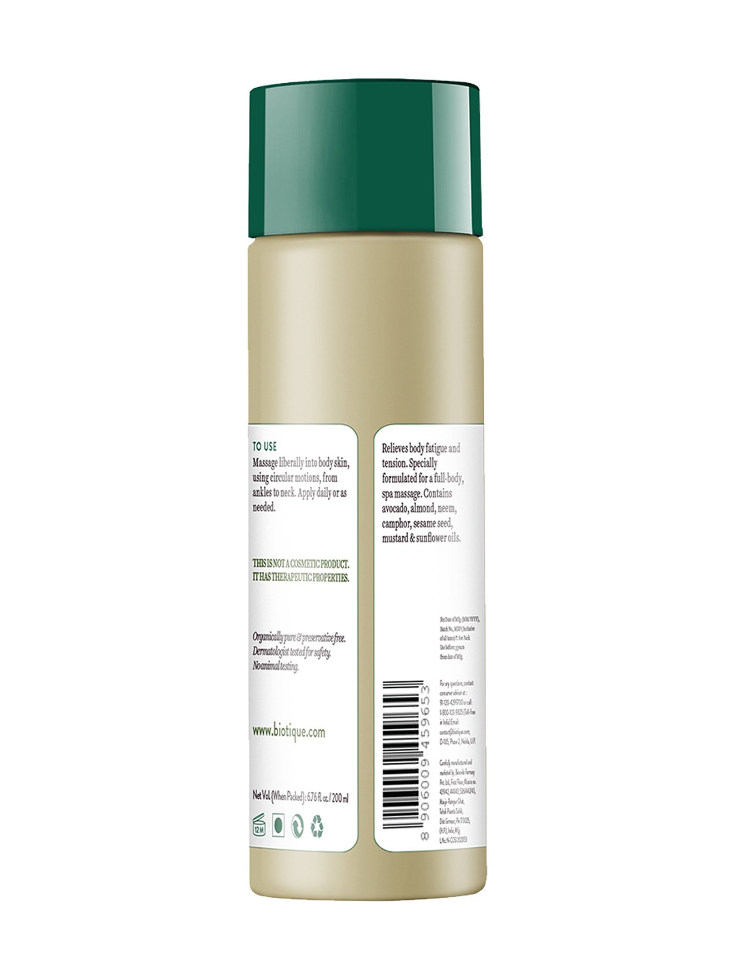 Biotique Avocado Stress Relief Body Massage Oil - 200 gm