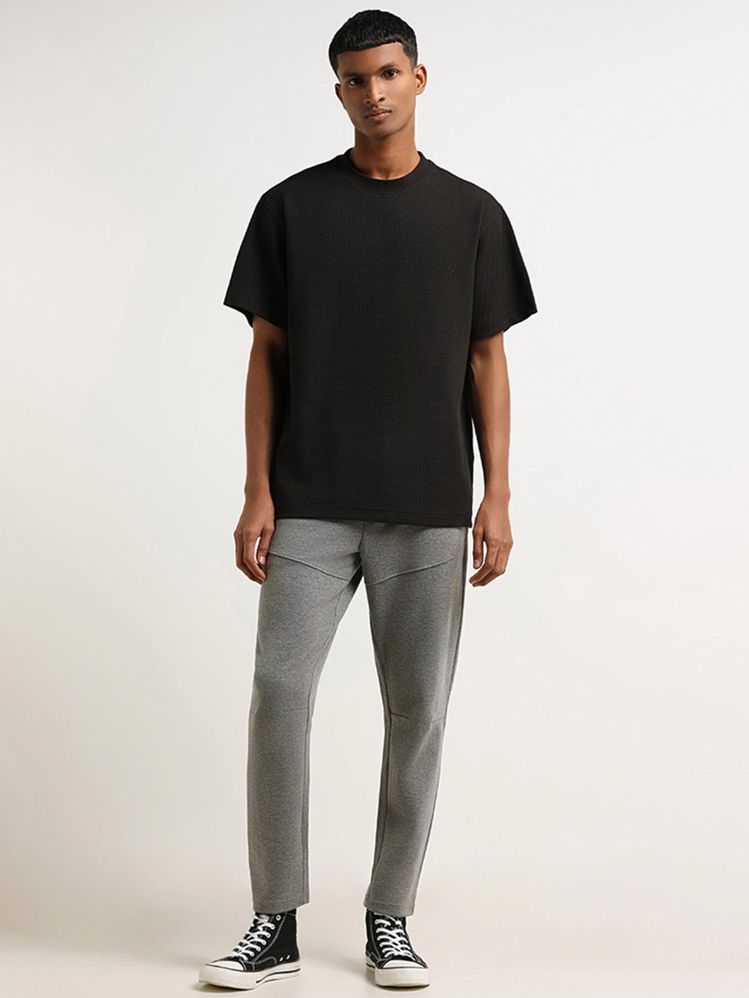 Studiofit by Westside Solid Grey Relaxed-Fit Mid-Rise Track Pants