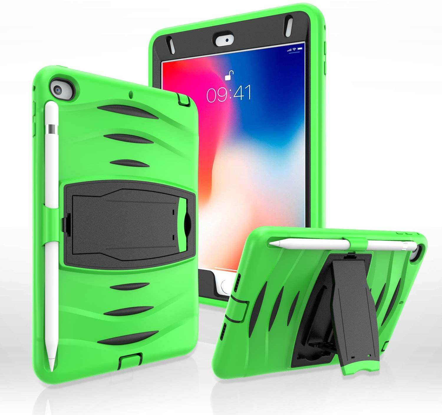 iPad Mini 4th 5th Gen Case, KIQ Shockproof Heavy Duty Armor Shockproof Impact Drop Protection Case Cover For Apple iPad Mini 4, iPad Mini 5 (7.9-inch) (Hot Pink)