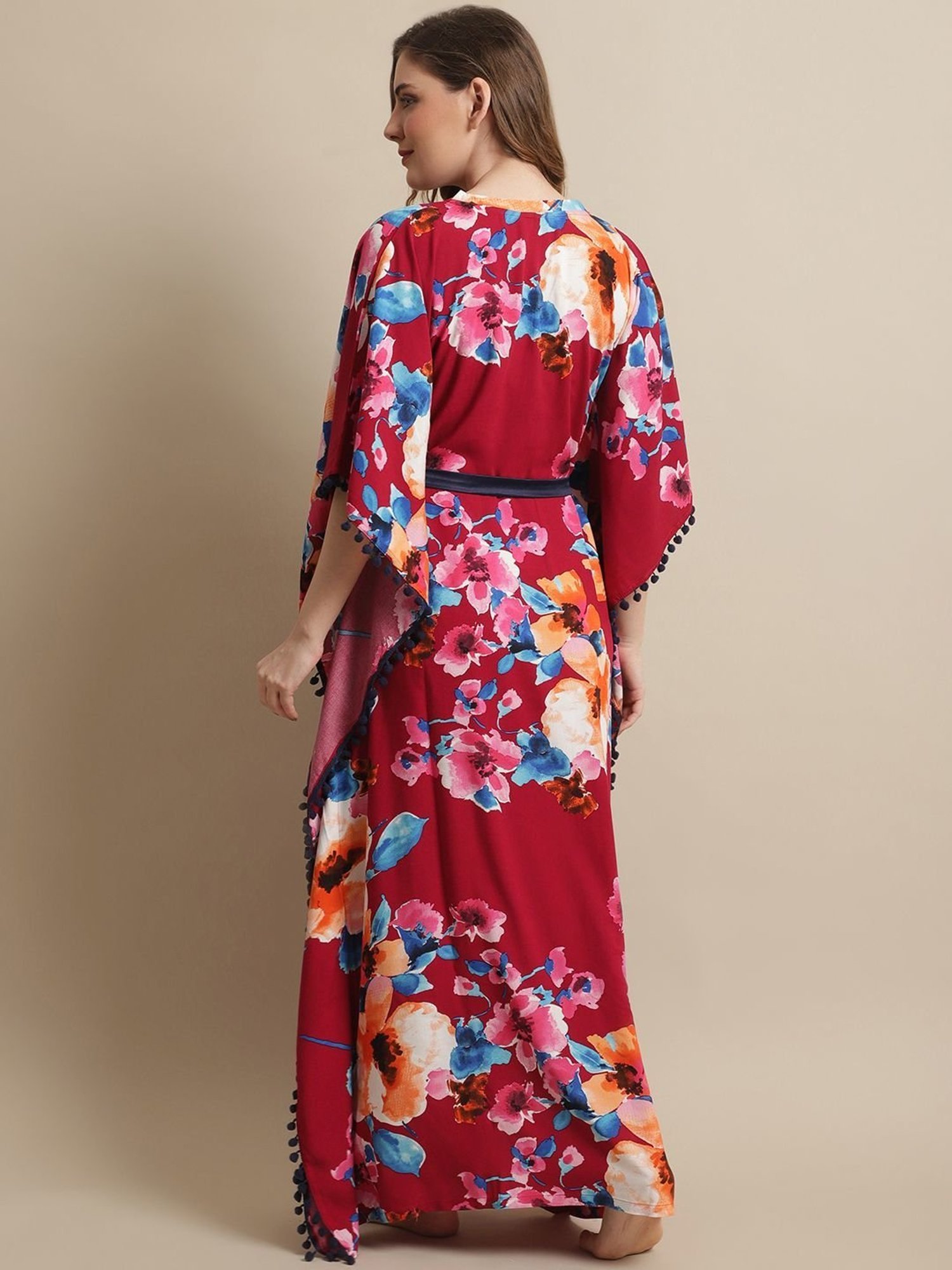 Boston Club Maroon Printed Kaftan