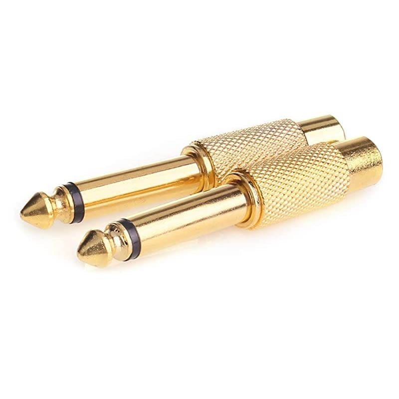 14 to RCA  RCA to 14 Adapter RCA Female to 635mm 14 inch Male Mono TS Interconnect Audio Adapter Conversion Plug Adaptor Gold Plated4 Pack