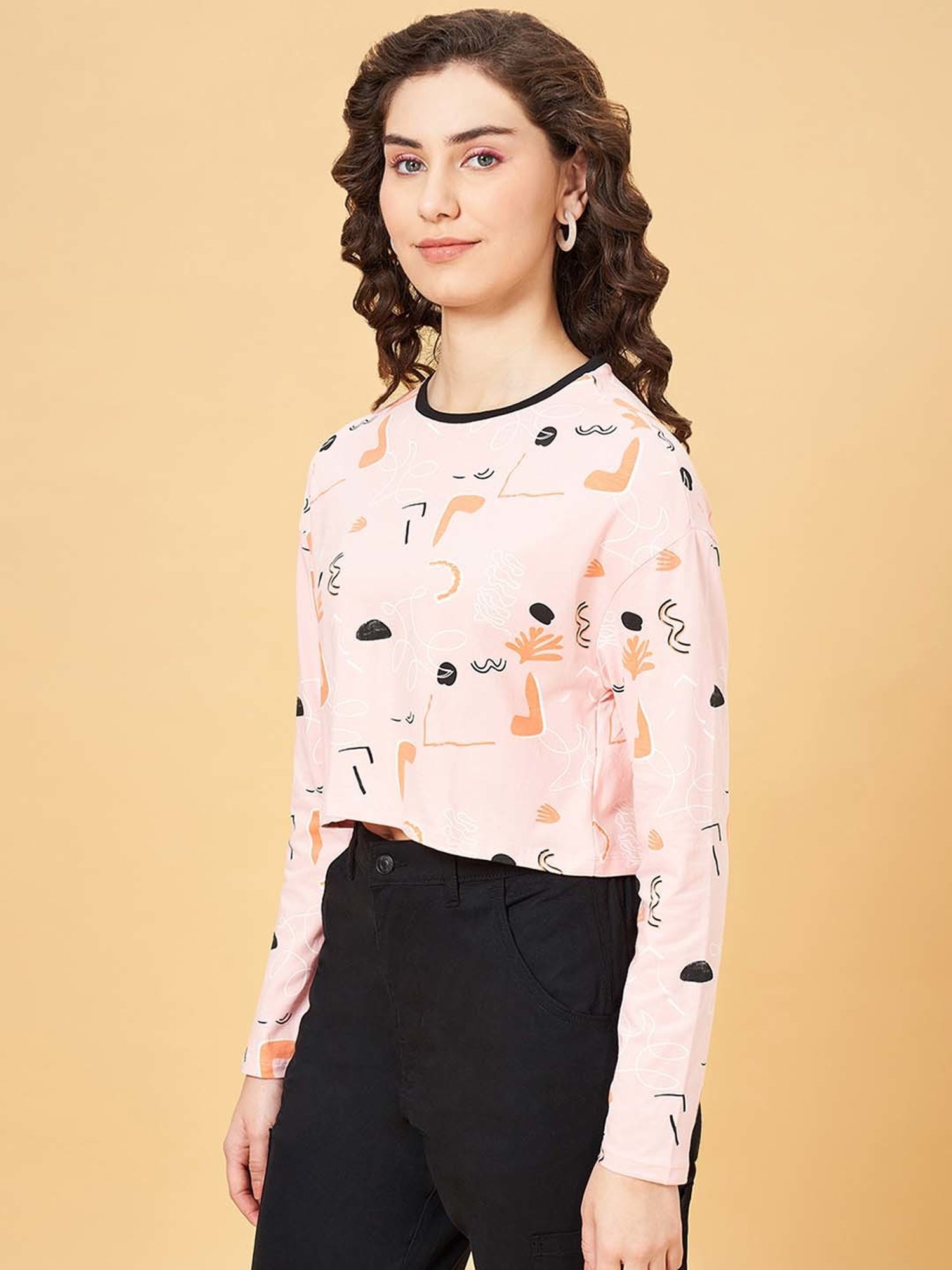 People by Pantaloons Pink Printed Top
