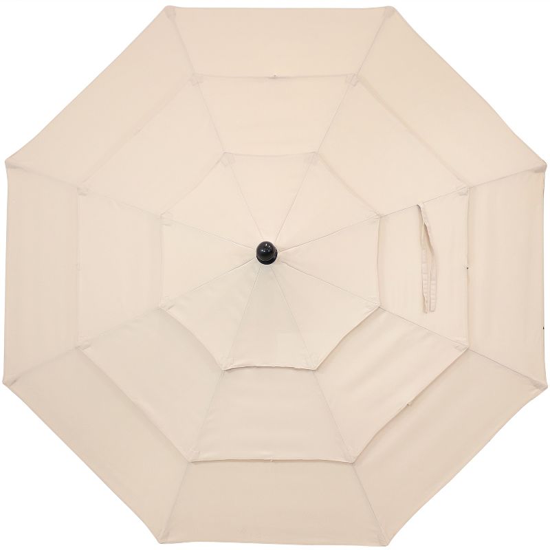Sunnydaze Outdoor 3-Tier Deluxe Aluminum Patio Umbrella with Air Vent, Push Button Tilt and Crank - 10' - Beige