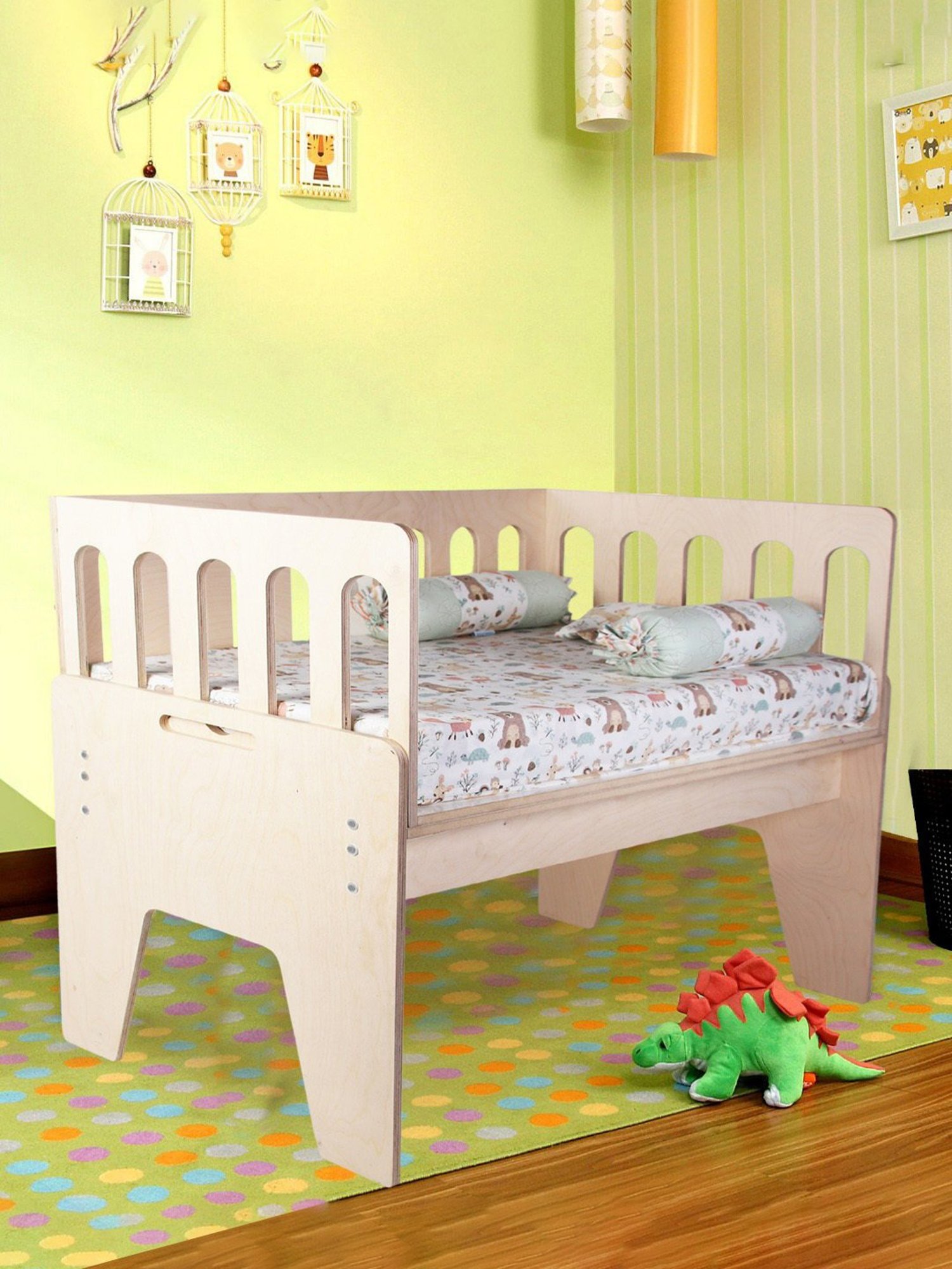 Kiddery White Bed Side Sleeper Crib for Baby (0-24 Months)