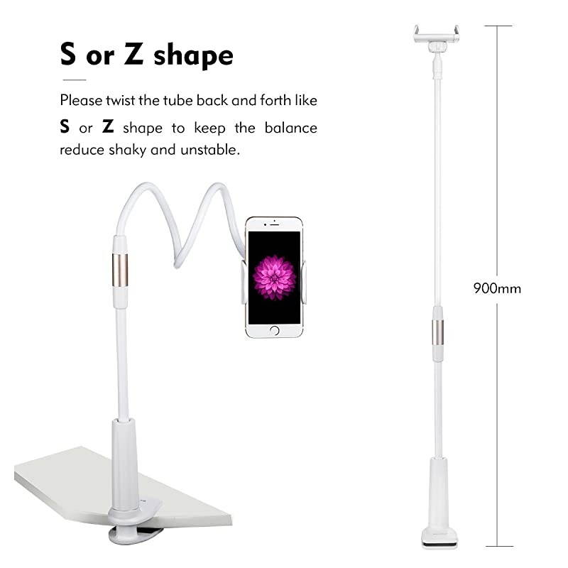 Cell Phone Holder  Universal Flexible Long Arms Mobile Phone Holder Desktop Bed Lazy Bracket Mobile Stand Support All Mobiles for Bedroom Kitchen Office Bathroom Supreme in 900mm Length
