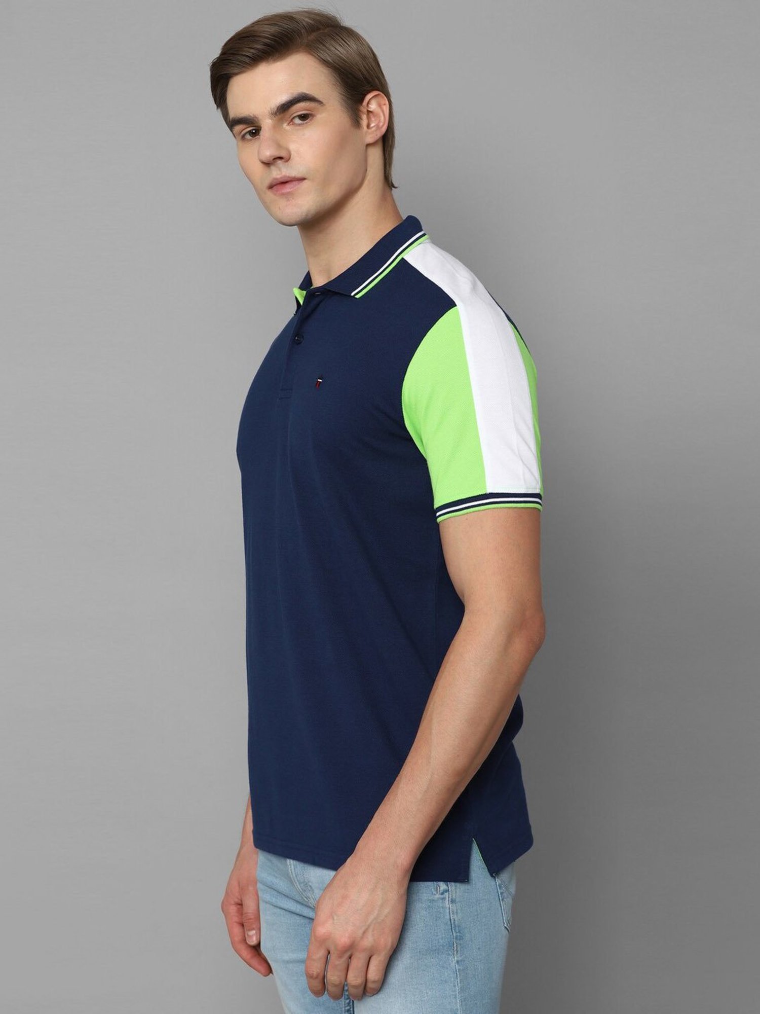 Louis Philippe Sport Navy Slim Fit Printed Polo T-Shirt